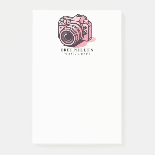 Trendy Roze Spiegelloze Fotocamera Gepersonaliseer Post-it® Notes (Voorkant)