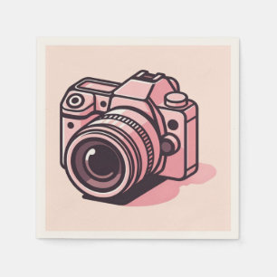Trendy Roze Spiegelloze Fotocamera Gepersonaliseer Servet