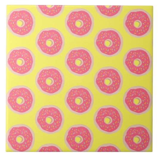 Trendy Roze Spikkels Donuts Leuke Patroon  Tegeltje (Voorkant)