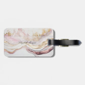 Trendy roze steen marmer textuur, monogram bagagelabel (Achterkant horizontaal)