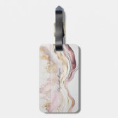 Trendy roze steen marmeren textuur, monogram bagagelabel (Achterkant verticaal)