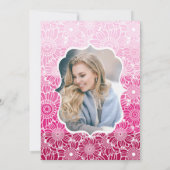 Trendy roze strepen bloemenfoto Verjaardag Kaart (Achterkant)