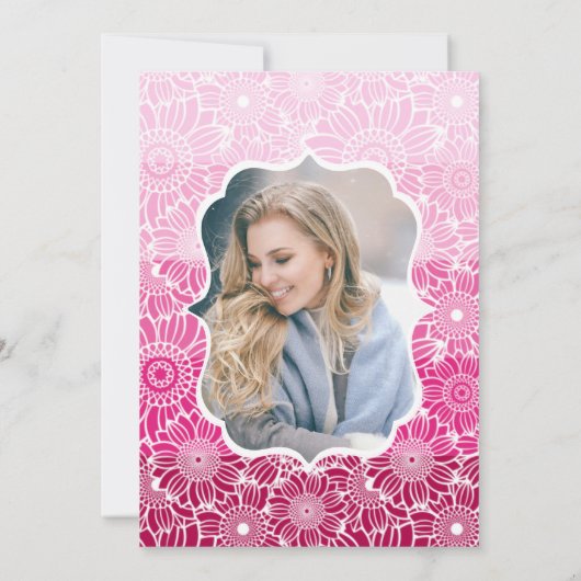 Trendy roze strepen bloemenfoto Verjaardag Kaart (Achterkant)