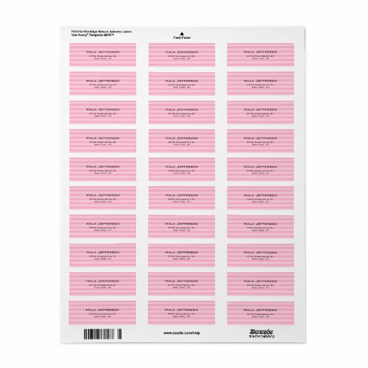 Trendy roze strepen vrouwelijke elegante moderne s etiket (Full Sheet)