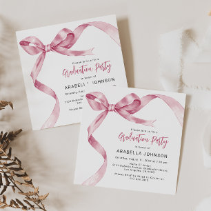 Trendy Roze Strik Afstudeerfeest Feestdagenkaart