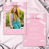 Trendy Roze Strik Afstudeerfoto Aankondiging