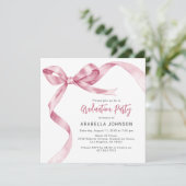 Trendy Roze Strik Afstuderen Feestdagenkaart (Staand voorkant)