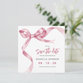 Trendy Roze Strik Afstuderen Save The Date (Staand voorkant)