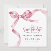 Trendy Roze Strik Afstuderen Save The Date (Voorkant)