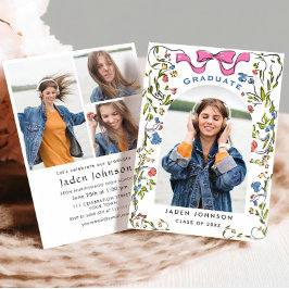 Trendy Roze Strik Coquette 4 FOTO Afsluitingsfeest Kaart