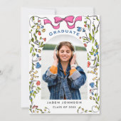 Trendy Roze Strik Coquette 4 FOTO Afsluitingsfeest Kaart (Voorkant)