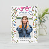 Trendy Roze Strik Coquette 4 FOTO Afsluitingsfeest Kaart (Staand voorkant)