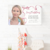 Trendy Roze Strik Foto Afstuderen Spandoek (Insitu)
