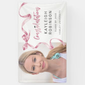 Trendy Roze Strik Foto Afstuderen Spandoek (Verticaal)