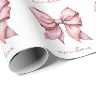 Trendy Roze Strik Gebonden en Gepersonaliseerd met Cadeaupapier
