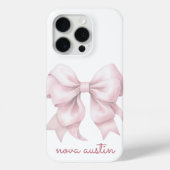 Trendy Roze Strik Gebonden Met Naam Monogram Case-Mate iPhone Case (Achterkant)