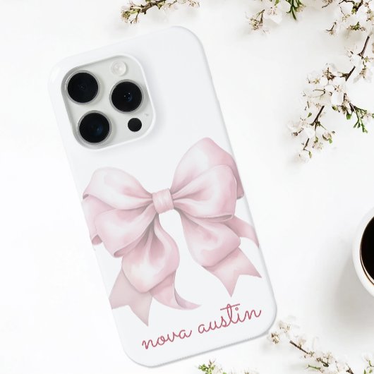 Trendy Roze Strik Gebonden Met Naam Monogram Case-Mate iPhone Case
