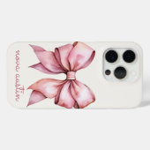 Trendy Roze Strik Gebonden Met Naam Monogram Case-Mate iPhone Case (Achterkant (horizontaal))