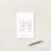 Trendy Roze Strik Gebonden Met Naam Monogram Post-it® Notes (Op bureau)