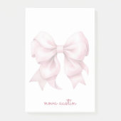 Trendy Roze Strik Gebonden Met Naam Monogram Post-it® Notes (Voorkant)