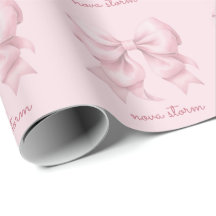 Trendy Roze Strik Geborduurd Met Naam Initiaal