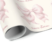 Trendy roze strik, gepersonaliseerd met naam en mo cadeaupapier (Rol Hoek)