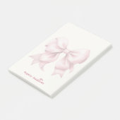 Trendy roze strik, gepersonaliseerd met naam en mo post-it® notes (Schuin)