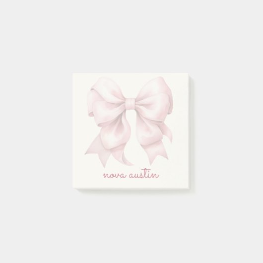 Trendy roze strik, gepersonaliseerd met naam en mo post-it® notes (Voorkant)