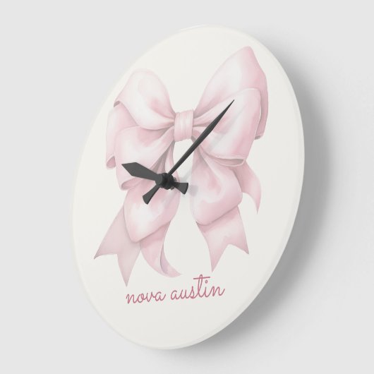 Trendy roze strik gepersonaliseerd met naam en mon grote klok (Hoek)