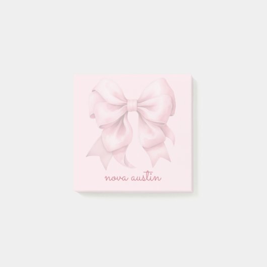 Trendy roze strik gepersonaliseerd met naam en mon post-it® notes (Voorkant)