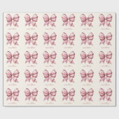 Trendy roze strik met naam en monogram op bestelli cadeaupapier (Vlak)