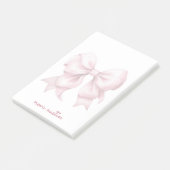 Trendy roze strik met naam en monogram op bestelli post-it® notes (Schuin)