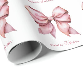 Trendy Roze Strik Met Naam Initiaal Letters Cadeaupapier