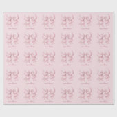 Trendy Roze Strik Met Naam Initiaal Letters Cadeaupapier (Vlak)