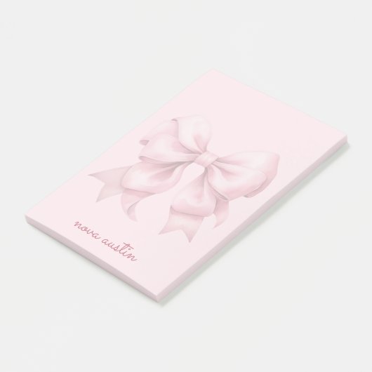 Trendy Roze Strik Met Naam Initiaal Letters Post-it® Notes (Schuin)