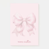 Trendy Roze Strik Met Naam Initiaal Letters Post-it® Notes (Voorkant)