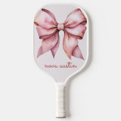Trendy Roze Strik Met Naam Initiaal Pickleball Paddle (Voorkant)