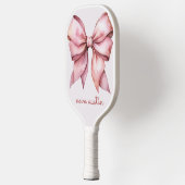 Trendy Roze Strik Met Naam Initiaal Pickleball Paddle (Links)