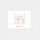 Trendy Roze Strik Met Naam Monogram Gepersonalisee Post-it® Notes (Voorkant)