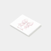 Trendy Roze Strik Met Naam Monogram Gepersonalisee Post-it® Notes (Schuin)