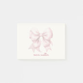 Trendy Roze Strik Met Naam Monogram Gepersonalisee Post-it® Notes (Voorkant)