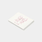Trendy Roze Strik Met Naam Monogram Gepersonalisee Post-it® Notes (Schuin)
