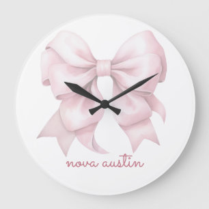 Trendy Roze Strikband Met Naam Initiaal Monogram Grote Klok