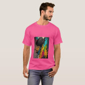 Trendy roze T-shirt voor mannen met artistiek ontw (Voorkant volledig)