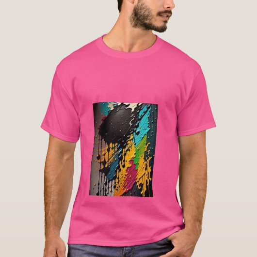 Trendy roze T-shirt voor mannen met artistiek ontw (Voorkant)