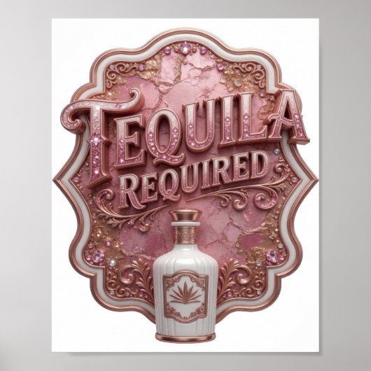 Trendy Roze TEQUILA VERPLICHT Poster (Voorkant)