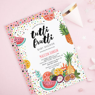 Trendy Roze Tropisch Tutti Frutti-Baby shower Kaart