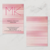 Trendy roze uniek eenvoudig monogram visitekaartje (Voorkant / Achterkant)