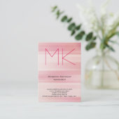 Trendy roze uniek eenvoudig monogram visitekaartje (Staand voorkant)