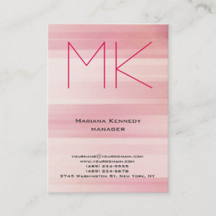 Trendy roze uniek eenvoudig monogram visitekaartje